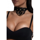 Черный чокер с клепками и золотистой фурнитурой - Crazy Handmade - купить с доставкой в Ярославле