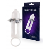 Эластичная насадка на пенис с подхватом мошонки и стимулирующими «ресничками» - Sextaz - в Ярославле купить с доставкой