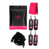 Черно-розовый эротический набор: фиксатор, оковы, наручники, повязка - Erokay - купить с доставкой в Ярославле