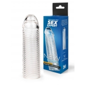 Прозрачная закрытая насадка на пенис с ребрышками - 16 см. - Sex Expert - в Ярославле купить с доставкой