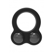 Черное эрекционное кольцо с утяжелителями Cockring Dual Weight - Dream Toys - в Ярославле купить с доставкой