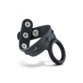 Черное эрекционное кольцо с подхватом мошонки на кнопках VS6 - Blush Novelties - в Ярославле купить с доставкой