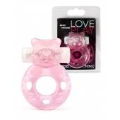 Розовое эрекционное виброкольцо в форме мишки - 1137 - в Ярославле купить с доставкой