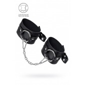 Черные оковы из толстой кожи с люверсами - Pecado - купить с доставкой в Ярославле