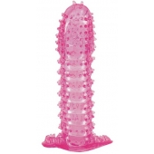Гелевая розовая насадка с шипами - 12 см. - Toyfa Basic - в Ярославле купить с доставкой