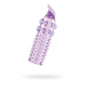 Гелевая фиолетовая насадка с шариками, шипами и усиком - 11 см. - Toyfa Basic - в Ярославле купить с доставкой