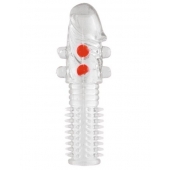 Гелевая прозрачная насадка с шариками и шипами - 14 см. - Toyfa Basic - в Ярославле купить с доставкой