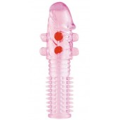 Гелевая розовая насадка с шариками и шипами - 14 см. - ToyFa - в Ярославле купить с доставкой