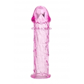 Гладкая розовая насадка с усиками под головкой - 12,5 см. - Toyfa Basic - в Ярославле купить с доставкой