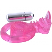 Розовая вибронасадка со стимулятор клитора   Язычок - Toyfa Basic - в Ярославле купить с доставкой