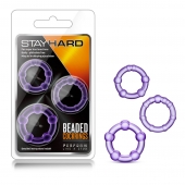 Набор из 3 фиолетовых эрекционных колец Stay Hard Beaded Cockrings - Blush Novelties - в Ярославле купить с доставкой
