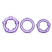 Набор из 3 фиолетовых эрекционных колец Stay Hard Beaded Cockrings - Blush Novelties - в Ярославле купить с доставкой