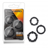Набор из 3 чёрных эрекционных колец Stay Hard Beaded Cockrings - Blush Novelties - в Ярославле купить с доставкой