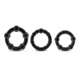 Набор из 3 чёрных эрекционных колец Stay Hard Beaded Cockrings - Blush Novelties - в Ярославле купить с доставкой