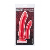 Красный вибратор для двойного проникновения - 19,5 см.