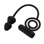 Чёрное эрекционное кольцо с вибропулькой и анальным хвостом - Erotist Adult Toys - в Ярославле купить с доставкой