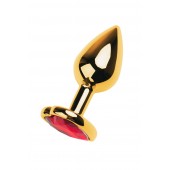 Золотистая анальная пробка с кристаллом-сердцем - 7,5 см. - ToyFa - купить с доставкой в Ярославле