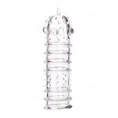 Прозрачная насадка на пенис TOYFA A-Toys с ребрами и точками - 15,3 см. - A-toys - в Ярославле купить с доставкой