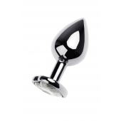 Серебристая анальная пробка с прозрачным кристаллом-сердцем - 8 см. - ToyFa - купить с доставкой в Ярославле