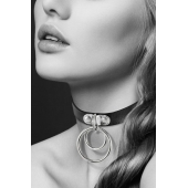 Черный чокер с двумя кольцами - Bijoux Pour Toi - купить с доставкой в Ярославле