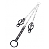 Черно-серебристые зажимы для сосков с кольцом для пениса TOYFA Metal - ToyFa - купить с доставкой в Ярославле