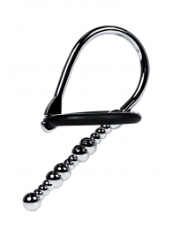 Серебристый уретральный плаг-бусины TOYFA Metal с мягким фиксириющим кольцом - ToyFa - купить с доставкой в Ярославле