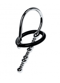 Серебристый уретральный плаг-бусины TOYFA Metal с мягким фиксириющим кольцом - ToyFa - купить с доставкой в Ярославле