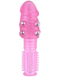 Стимулирующая розовая насадка с шишечками и шипами - 13,5 см. - Toyfa Basic - в Ярославле купить с доставкой