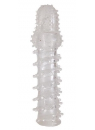 Прозрачная, закрытая насадка с шипами и точками - 13,5 см. - Toyfa Basic - в Ярославле купить с доставкой