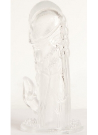 Прозрачная гелевая насадка с клиторальным отростком - 13 см. - Toyfa Basic - в Ярославле купить с доставкой