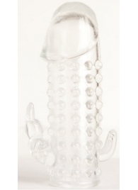 Гелевая прозрачная насадка с 2 отростками - 13 см. - Toyfa Basic - в Ярославле купить с доставкой