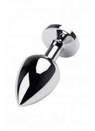 Серебристая коническая анальная пробка с красным кристаллом - 8 см. - ToyFa - купить с доставкой в Ярославле