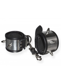 Серебристо-черные наручники с шипами и металлическим блеском - Sitabella - купить с доставкой в Ярославле