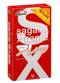 Утолщенные презервативы Sagami Xtreme Feel Long с точками - 10 шт. - Sagami - купить с доставкой в Ярославле