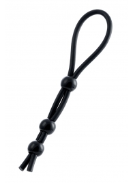 Черное лассо на пенис с тремя бусинами - A-toys - в Ярославле купить с доставкой