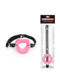 Розовый кляп-губки на черном ремешке - Notabu - купить с доставкой в Ярославле