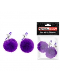 Зажимы для сосков с фиолетовым пушком - Notabu - купить с доставкой в Ярославле