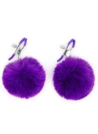 Зажимы для сосков с фиолетовым пушком - Notabu - купить с доставкой в Ярославле