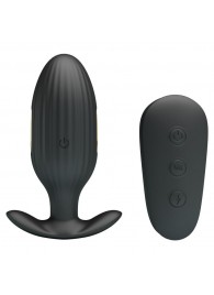 Черная анальная вибропробка с электростимуляцией и пультом ДУ Royal Pleasure - 9,2 см. - Baile - купить с доставкой в Ярославле
