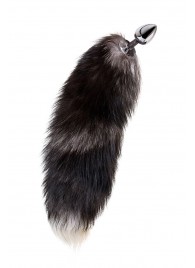 Серебристая металлическая анальная втулка с хвостом чернобурой лисы - размер S - ToyFa - купить с доставкой в Ярославле