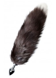 Серебристая металлическая анальная втулка с хвостом чернобурой лисы - размер S - ToyFa - купить с доставкой в Ярославле