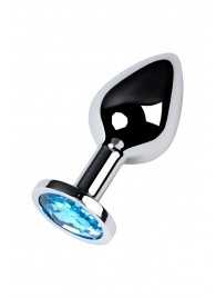 Серебристая конусовидная анальная пробка с голубым кристаллом - 8 см. - ToyFa - купить с доставкой в Ярославле