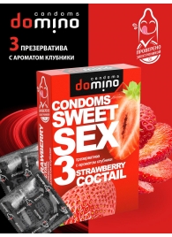 Презервативы для орального секса DOMINO Sweet Sex с ароматом клубничного коктейля  - 3 шт. - Domino - купить с доставкой в Ярославле