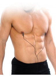 Черные электрические зажимы для сосков Shock Therapy Nipple Clamps - Pipedream - купить с доставкой в Ярославле