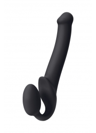Черный безремневой страпон Silicone Bendable Strap-On M - Strap-on-me - купить с доставкой в Ярославле