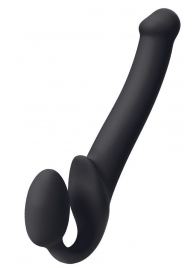 Черный безремневой страпон Silicone Bendable Strap-On M - Strap-on-me - купить с доставкой в Ярославле