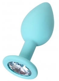 Мятная анальная пробка с прозрачным кристаллом Brilliant - 7 см. - ToyFa - купить с доставкой в Ярославле