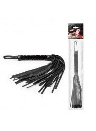 Черная гладкая плеть-флоггер с ручкой - 40 см. - Notabu - купить с доставкой в Ярославле