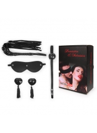 Эротический набор в черном цвете: маска, кляп, пэстисы, плётка - Notabu - купить с доставкой в Ярославле