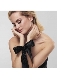 Черные ленты для связывания SILKY SENSUAL HANDCUFFS - Bijoux Indiscrets - купить с доставкой в Ярославле